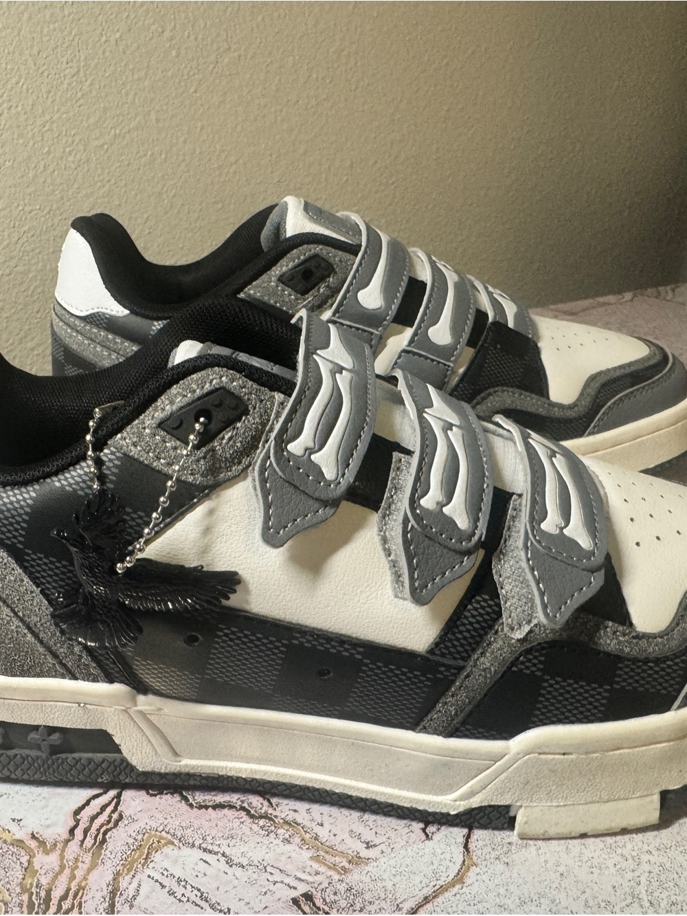 Kids White and Gray Velcro Sneakers